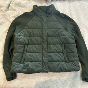 Athleta Olive Green Quilted Hybrid Jacket | XL Tall